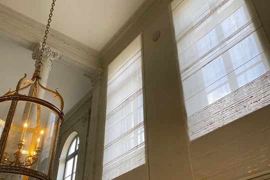 Stores bateaux commande manuelles sur mesure de 5 m de haut avec supports spéciaux au palais de l’Élysée