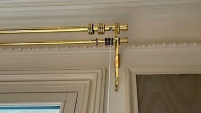 Tringle double pour voilages et rideaux laiton massif supports spéciaux