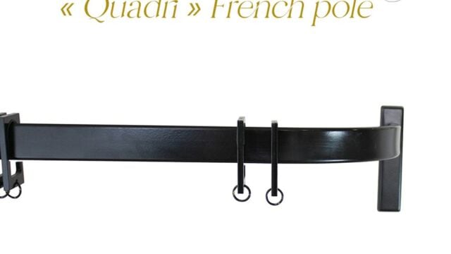 tringle rectangulaire coudée décorée époxy noir mat