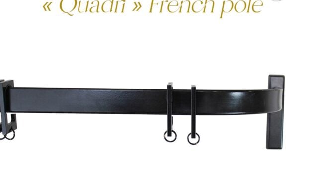 tringle rectangulaire coudée décorée époxy noir mat