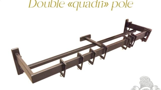 Double Tringle angle droit à 30x10 coudée à angle droit avec rail arrière, décor époxy marron d’inde