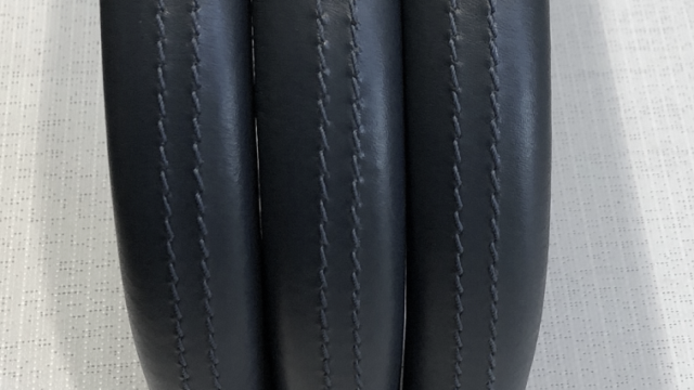 tringle coudée sur mesure avec gainage cuir à la main