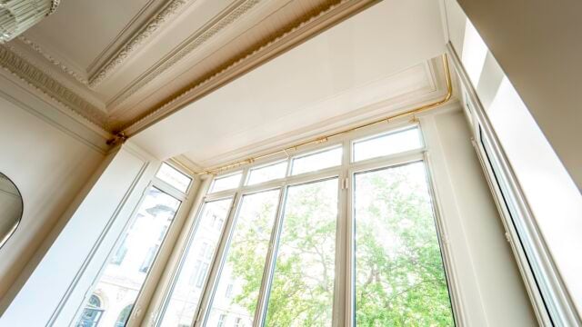 Tringle à rideaux laiton grande longueur forme sur mesure